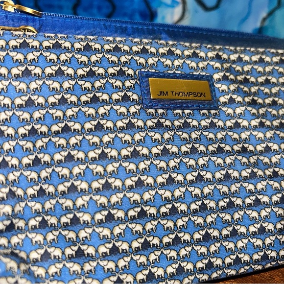 Women's Elegant Blue and Gold Cosmetic Bag - Picture 3 of 6